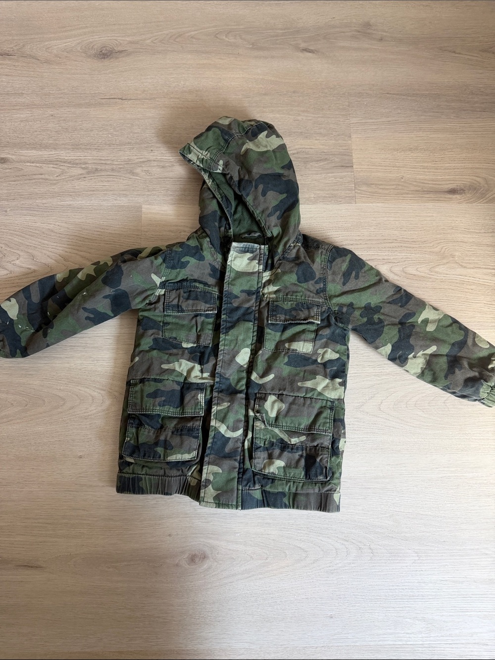 Kids Camo Hooded Jacket - Green Camouflage